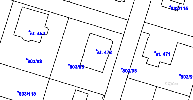 Parcela st. 472 v KÚ Kokonín, Katastrální mapa