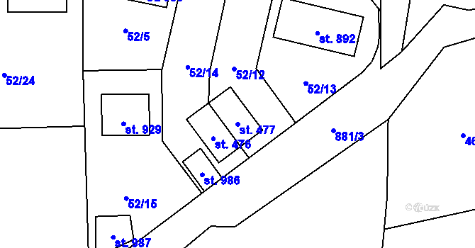 Parcela st. 477 v KÚ Kokonín, Katastrální mapa
