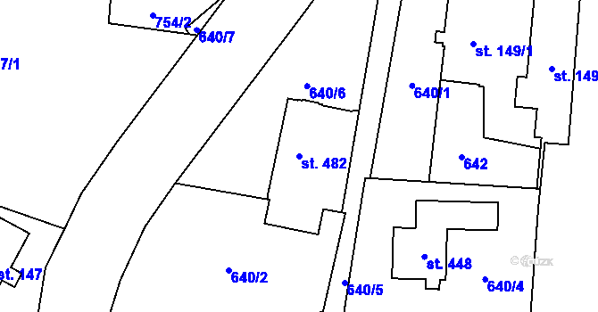 Parcela st. 482 v KÚ Kokonín, Katastrální mapa