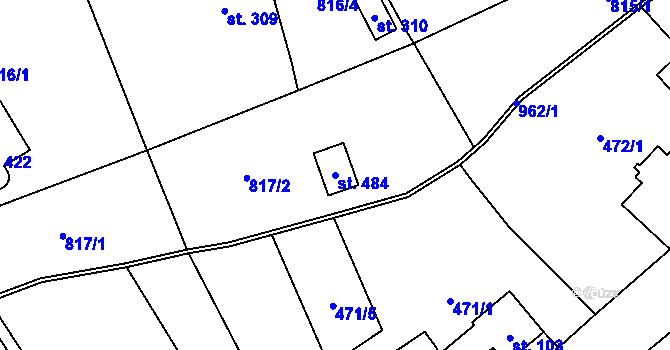 Parcela st. 484 v KÚ Kokonín, Katastrální mapa