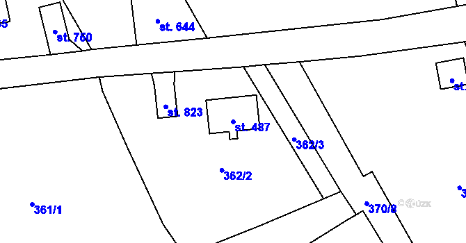 Parcela st. 487 v KÚ Kokonín, Katastrální mapa