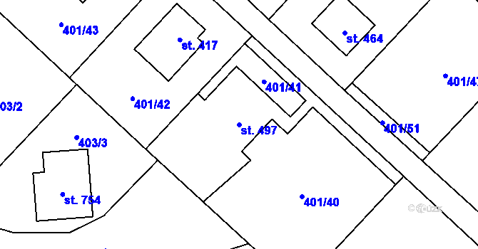 Parcela st. 497 v KÚ Kokonín, Katastrální mapa