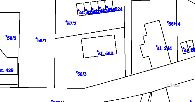 Parcela st. 502 v KÚ Kokonín, Katastrální mapa