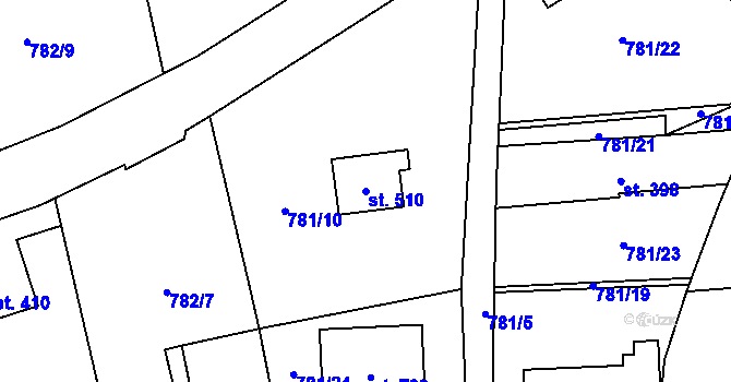 Parcela st. 510 v KÚ Kokonín, Katastrální mapa