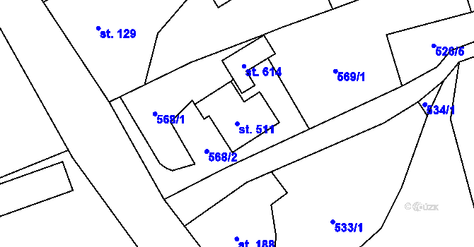 Parcela st. 511 v KÚ Kokonín, Katastrální mapa