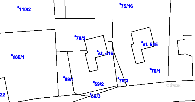 Parcela st. 516 v KÚ Kokonín, Katastrální mapa