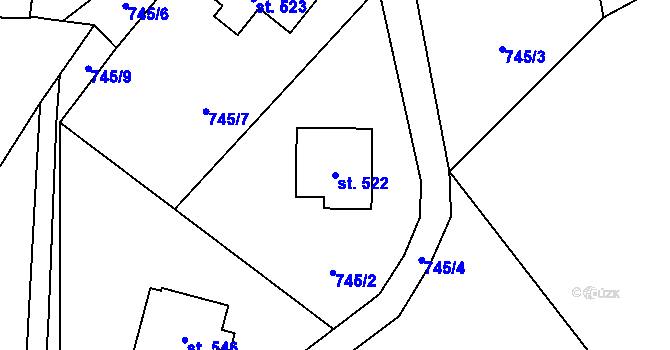 Parcela st. 522 v KÚ Kokonín, Katastrální mapa