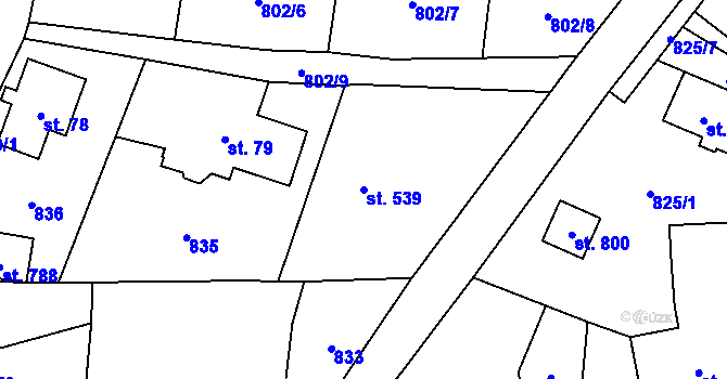 Parcela st. 539 v KÚ Kokonín, Katastrální mapa