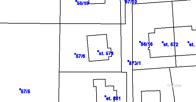 Parcela st. 571 v KÚ Kokonín, Katastrální mapa
