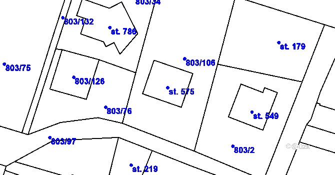 Parcela st. 575 v KÚ Kokonín, Katastrální mapa