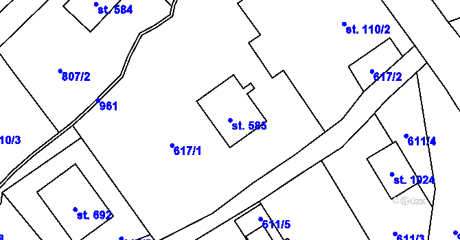 Parcela st. 585 v KÚ Kokonín, Katastrální mapa