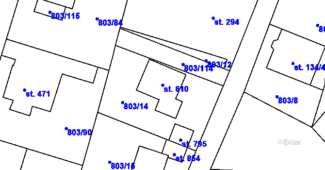 Parcela st. 610 v KÚ Kokonín, Katastrální mapa