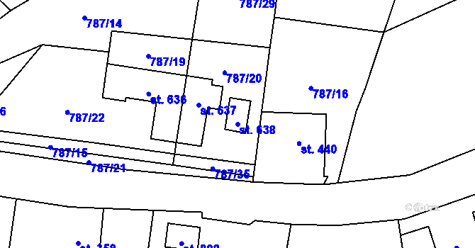 Parcela st. 638 v KÚ Kokonín, Katastrální mapa