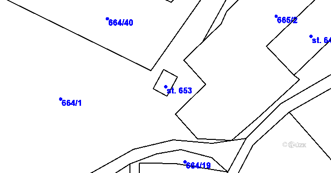 Parcela st. 653 v KÚ Kokonín, Katastrální mapa