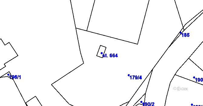 Parcela st. 664 v KÚ Kokonín, Katastrální mapa