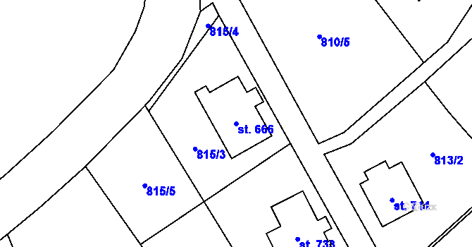 Parcela st. 666 v KÚ Kokonín, Katastrální mapa