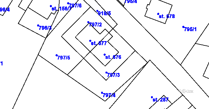 Parcela st. 676 v KÚ Kokonín, Katastrální mapa