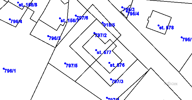 Parcela st. 677 v KÚ Kokonín, Katastrální mapa