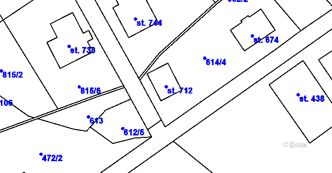 Parcela st. 712 v KÚ Kokonín, Katastrální mapa