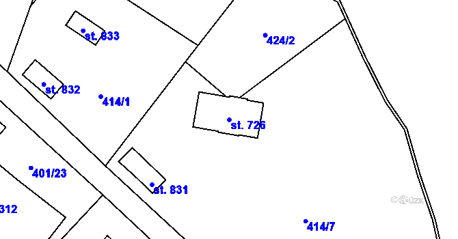 Parcela st. 726 v KÚ Kokonín, Katastrální mapa