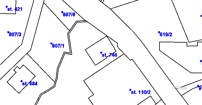 Parcela st. 746 v KÚ Kokonín, Katastrální mapa