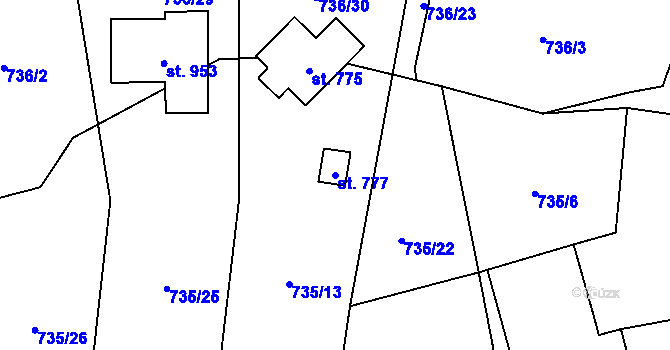 Parcela st. 777 v KÚ Kokonín, Katastrální mapa