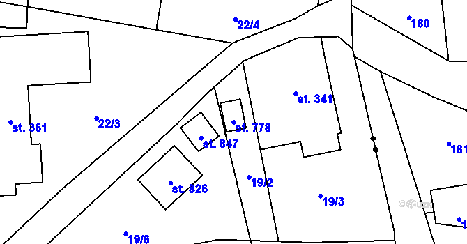 Parcela st. 778 v KÚ Kokonín, Katastrální mapa