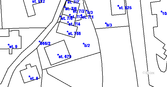 Parcela st. 5/2 v KÚ Kokonín, Katastrální mapa