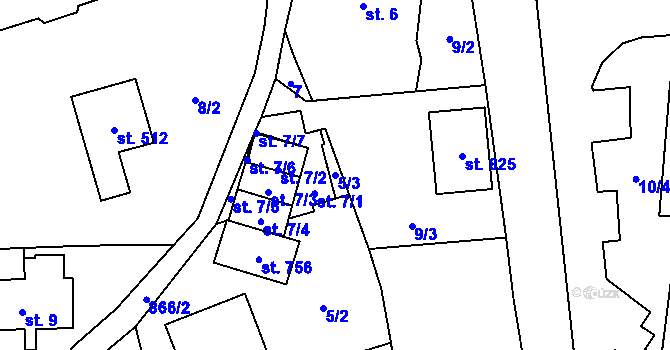 Parcela st. 5/3 v KÚ Kokonín, Katastrální mapa