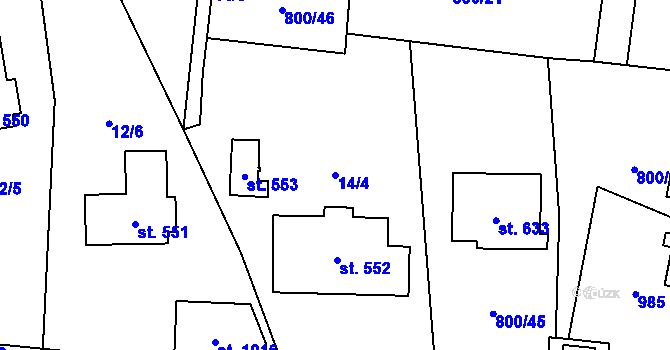 Parcela st. 14/4 v KÚ Kokonín, Katastrální mapa