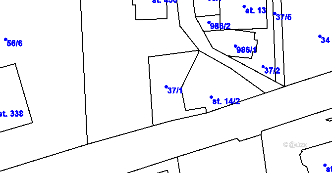 Parcela st. 37/1 v KÚ Kokonín, Katastrální mapa