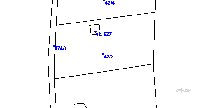 Parcela st. 42/2 v KÚ Kokonín, Katastrální mapa
