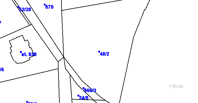 Parcela st. 48/2 v KÚ Kokonín, Katastrální mapa