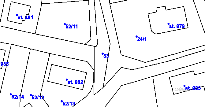 Parcela st. 53 v KÚ Kokonín, Katastrální mapa