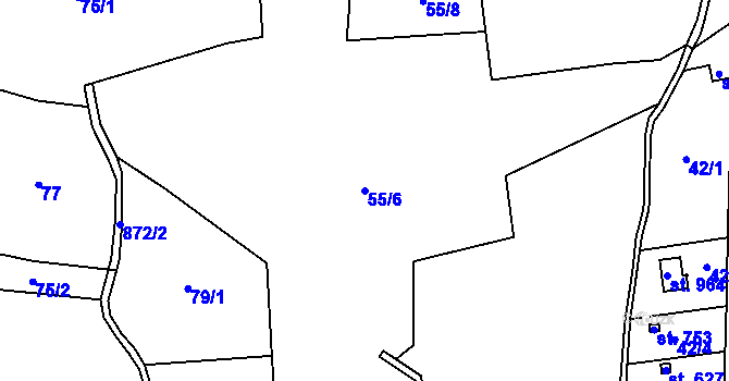 Parcela st. 55/6 v KÚ Kokonín, Katastrální mapa