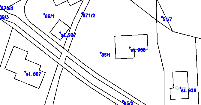 Parcela st. 85/1 v KÚ Kokonín, Katastrální mapa