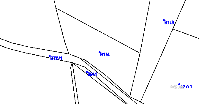 Parcela st. 91/4 v KÚ Kokonín, Katastrální mapa