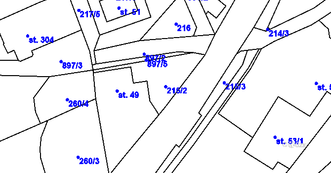 Parcela st. 215/2 v KÚ Kokonín, Katastrální mapa