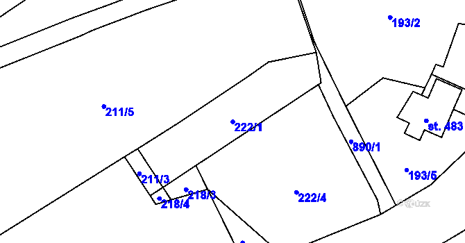 Parcela st. 222/1 v KÚ Kokonín, Katastrální mapa