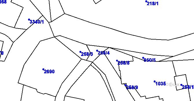 Parcela st. 258/4 v KÚ Kokonín, Katastrální mapa