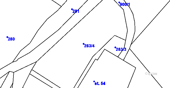 Parcela st. 283 v KÚ Kokonín, Katastrální mapa