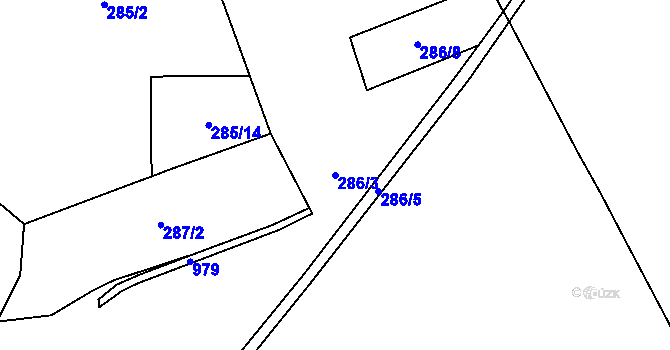 Parcela st. 286/3 v KÚ Kokonín, Katastrální mapa