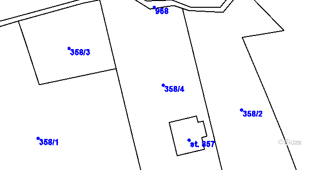Parcela st. 358/4 v KÚ Kokonín, Katastrální mapa