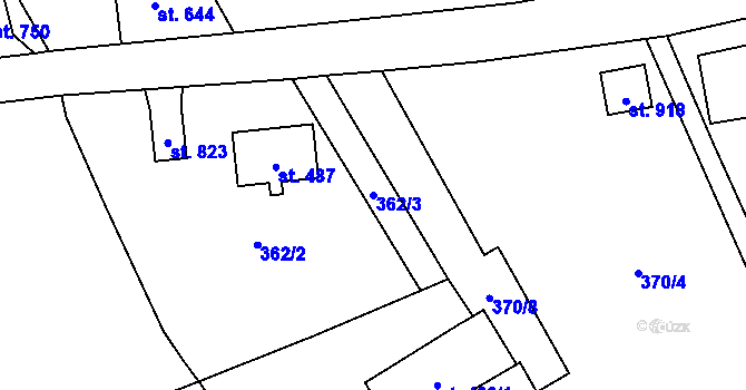 Parcela st. 362/3 v KÚ Kokonín, Katastrální mapa
