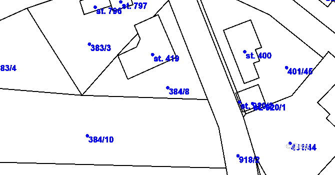 Parcela st. 384/8 v KÚ Kokonín, Katastrální mapa
