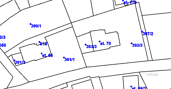 Parcela st. 393/3 v KÚ Kokonín, Katastrální mapa