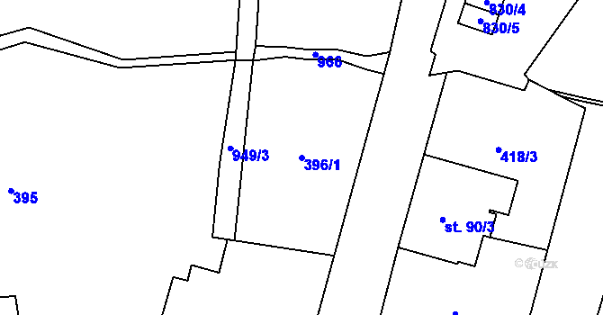Parcela st. 396/1 v KÚ Kokonín, Katastrální mapa