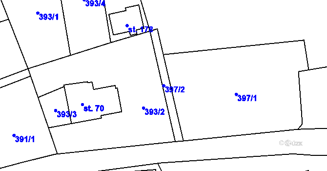 Parcela st. 397/2 v KÚ Kokonín, Katastrální mapa