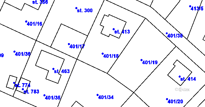 Parcela st. 401/18 v KÚ Kokonín, Katastrální mapa