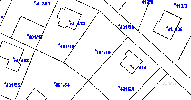 Parcela st. 401/19 v KÚ Kokonín, Katastrální mapa